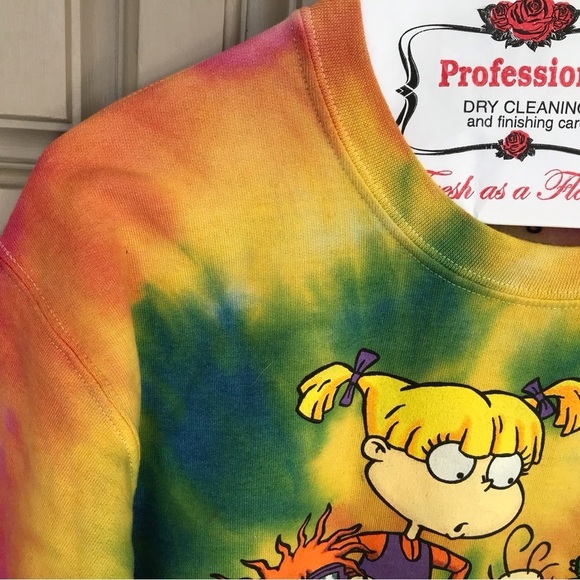Rugrats TieDyed Sweatshirt Multicolor Family Pictures SzL Juniors - Picture 5 of 5